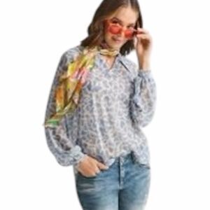 CABI Women’s Blue Long Sleeve Pounce Blouse Size Medium Style #6297